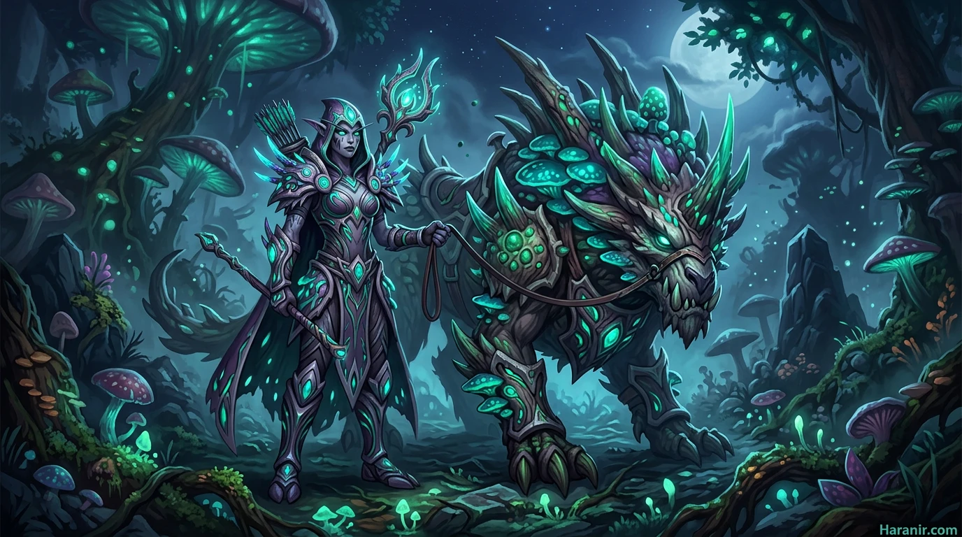 Haranir heritage armor set and Verdant Sporestalker racial mount rewards in World of Warcraft