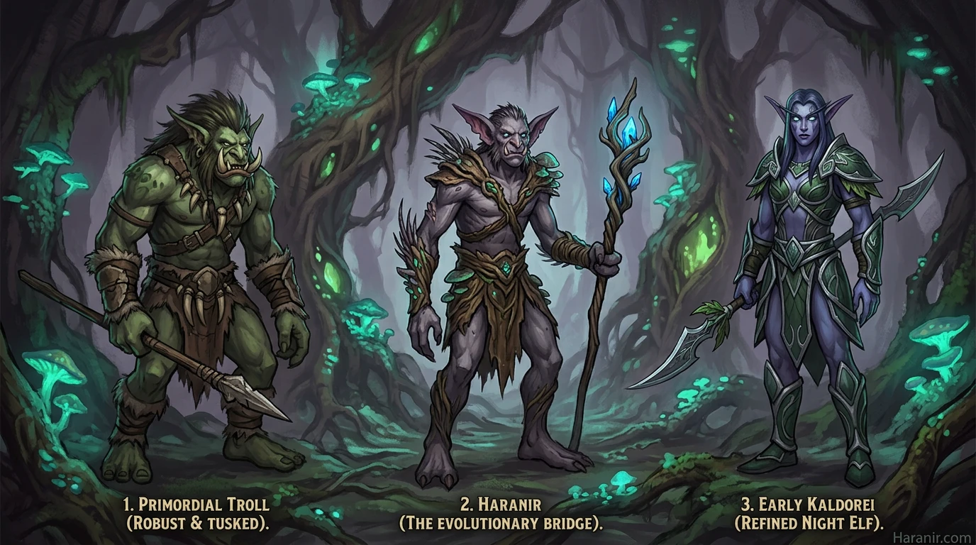 Haranir physical evolution chart - dark troll to night elf spectrum for allied race identity searches