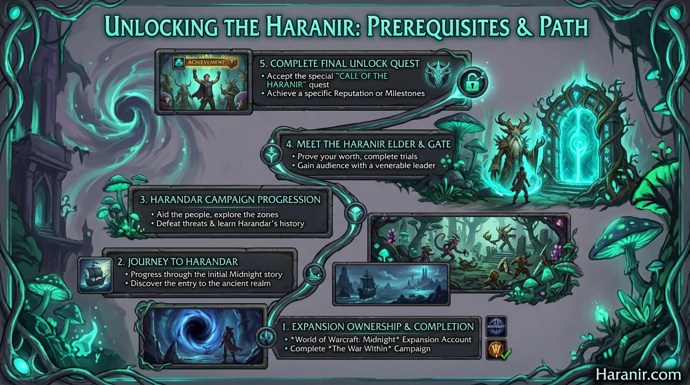 Haranir unlock prerequisites checklist - expansion access level-ready character and War Within story completion